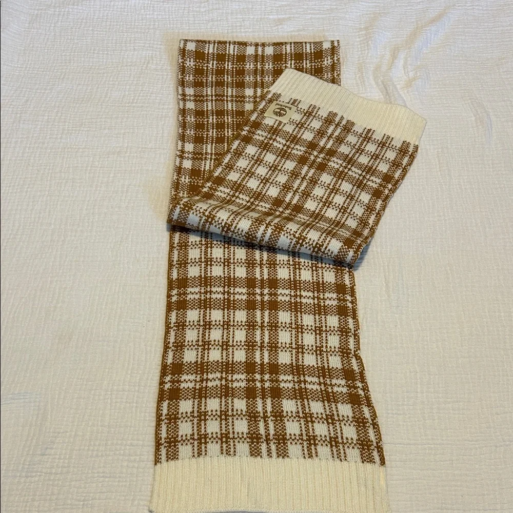 Timberland Mustard Yellow & Cream Plaid Scarf Soft Cozy Preppy Fall Winter Cabin